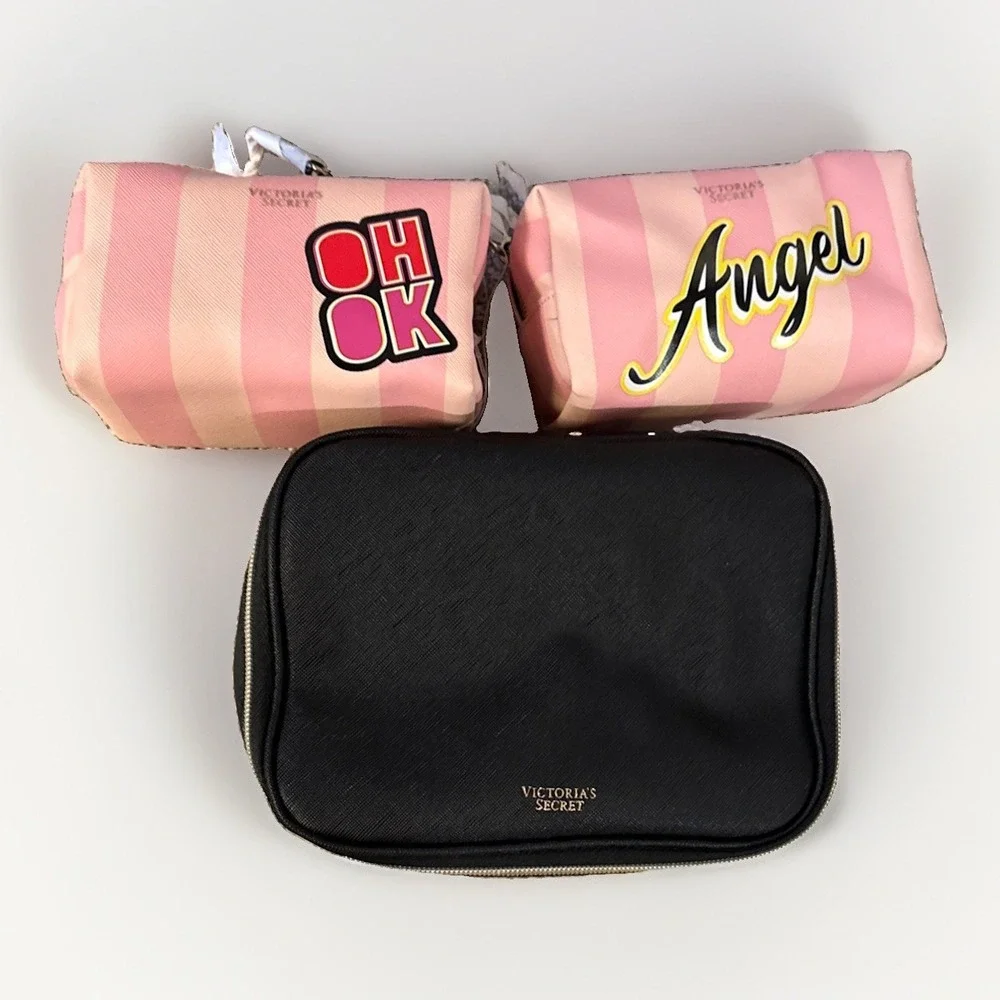 Victoria's Secret Make Up Beauty Pouch Bag Black Set Of 3